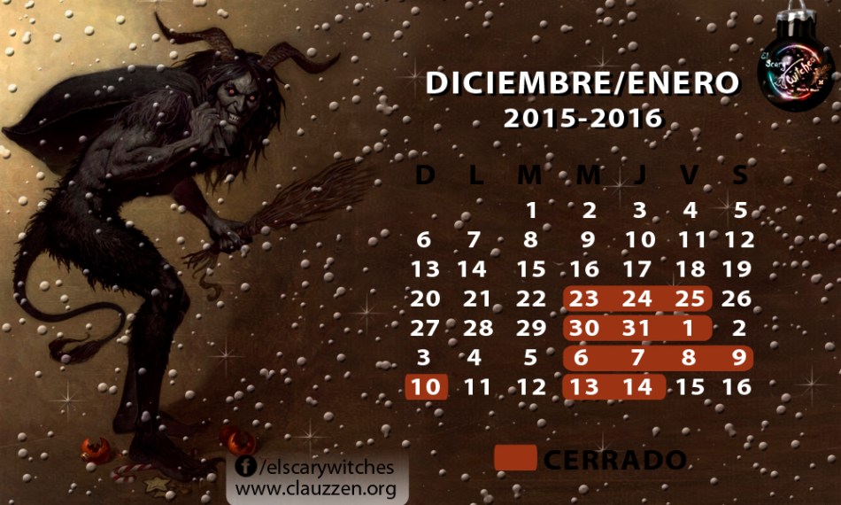 Calendario 2015-2016 navidad scary
